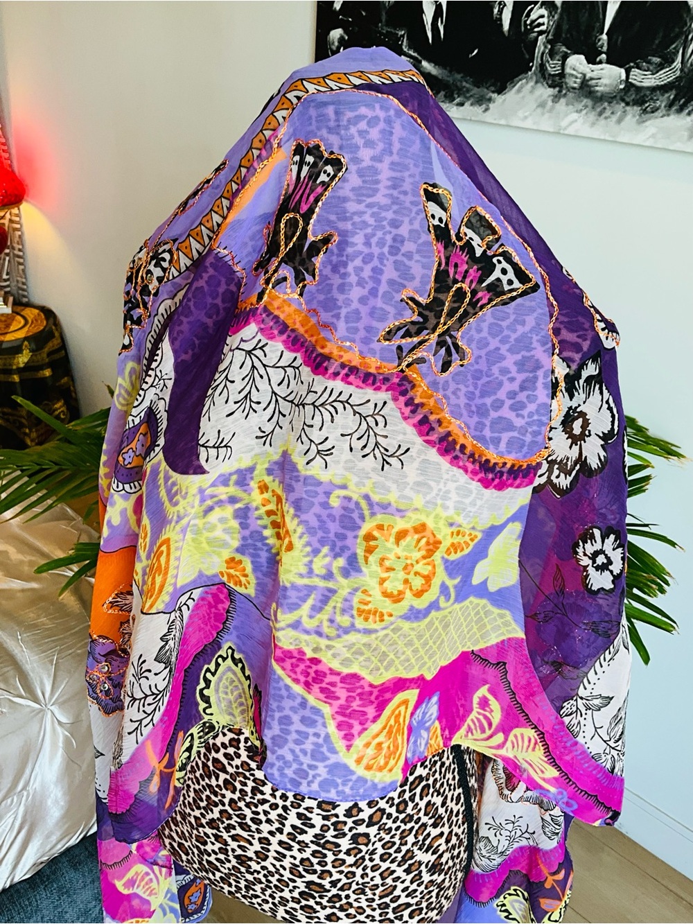 Vibrant Multicolor Floral Scarf - Picture 4 of 7